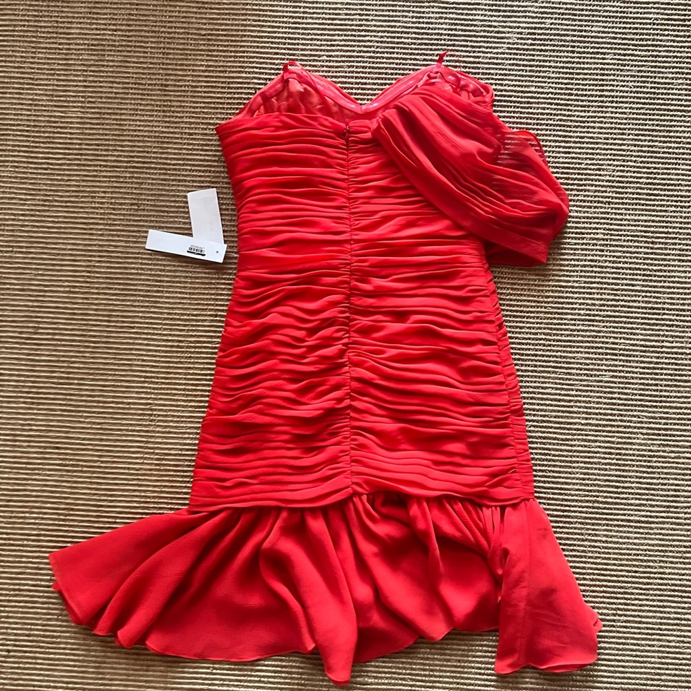 Jill Stuart Red One-Shoulder Ruched Cutout Dress - Picture 13 of 14
